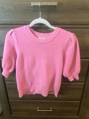 Z Supply Pink Puff-Sleeve Knit Top